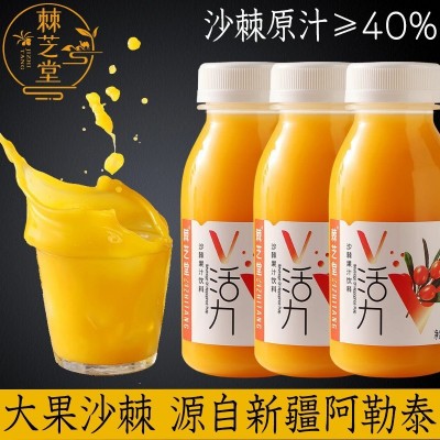 棘芝堂沙棘果汁饮料网红VC饮品生榨含40%原浆批发礼盒装10瓶/箱两件起批